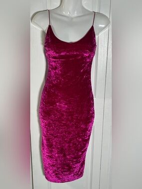 Revamped Pink Purple Magenta Velvet Midi Dress